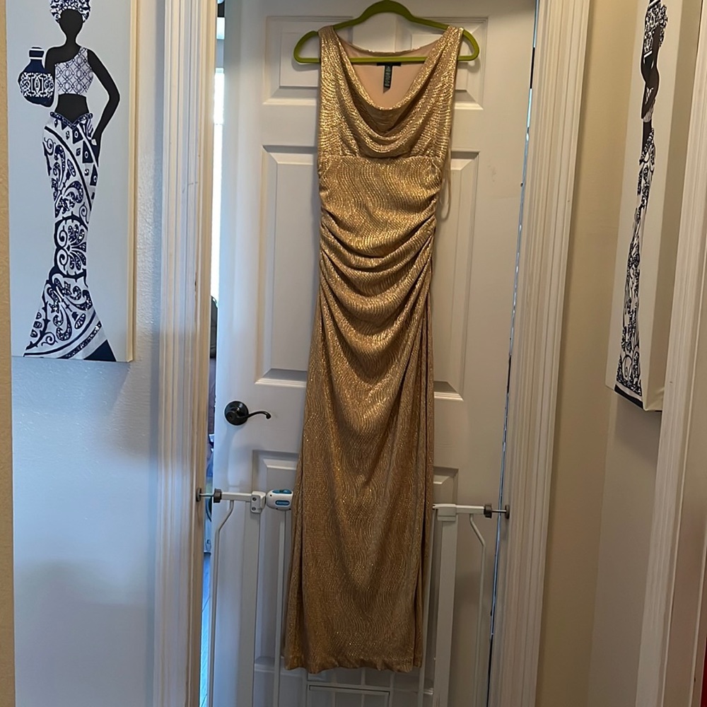 Lauren Ralph Lauren gold gown.
